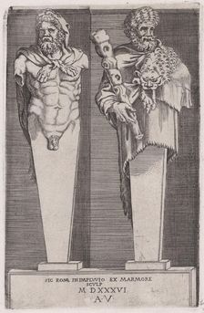 Hercules from the "The Hermae", dated 1536. Creator: Agostino Veneziano