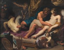 Hercules Kicking Faunus out of Omfale's Bed, 1607. Creator: Abraham Bloemaert