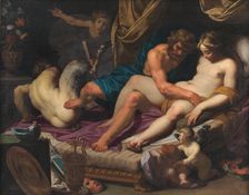 Hercules Kicking Faunus out of Omfale's Bed, 1607. Creator: Abraham Bloemaert