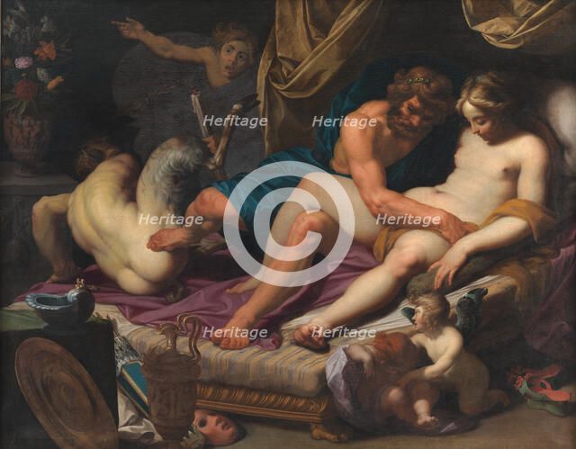 Hercules Kicking Faunus out of Omfale's Bed, 1607. Creator: Abraham Bloemaert.