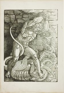 Hercules Killing the Lernean Hydra, from Scenes from the Life of Hercules, c. 1528. Creator: Gabriel Salmon