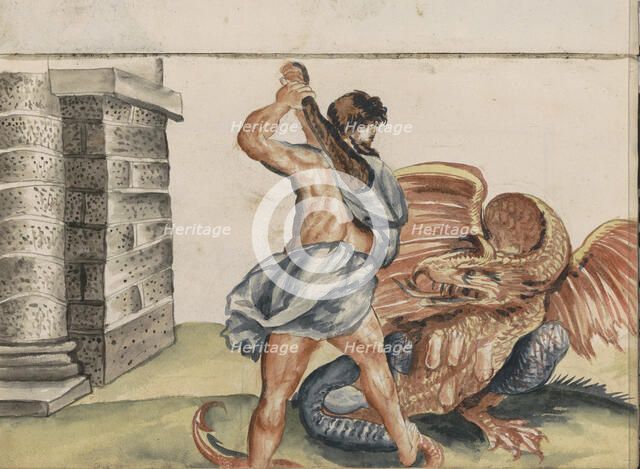 Hercules kills the dragon Ladon, 1696. Creator: Hendrick van Beaumont.