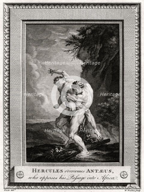 'Hercules overcomes Antaeus, who opposes his Passage into Africa', 1775. Artist: W Walker