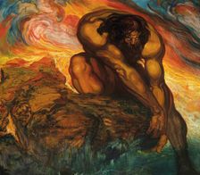 Hércules levantando el túmulo de Pyrene (Hercules raising the tumulus of Pyrene), 1908-1909. Creator: Néstor, (Néstor Martín-Fernández de la Torre) (1887-1938)
