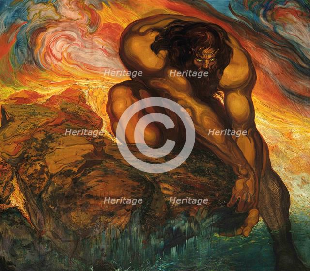 Hércules levantando el túmulo de Pyrene (Hercules raising the tumulus of Pyrene), 1908-1909. Creator: Néstor, (Néstor Martín-Fernández de la Torre) (1887-1938).