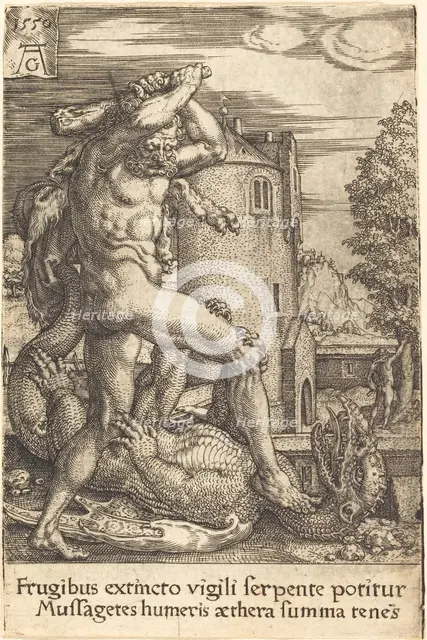 Hercules Slaying the Dragon, 1550. Creator: Heinrich Aldegrever.