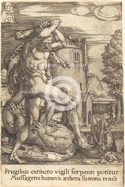 Hercules Slaying the Dragon, 1550. Creator: Heinrich Aldegrever.