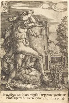 Hercules Slaying the Dragon, 1550. Creator: Heinrich Aldegrever