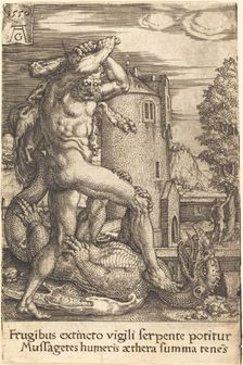 Hercules Slaying the Dragon, 1550. Creator: Heinrich Aldegrever