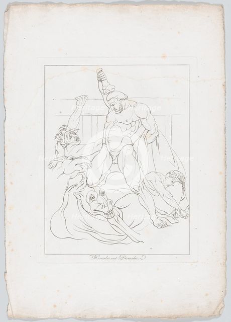 Hercules Slays Diomedes and his Flesh-Eating Mares (Apollodorus, II, 5, 8 and Quintus Smyr..., 1806. Creator: Johann Heinrich Lips.