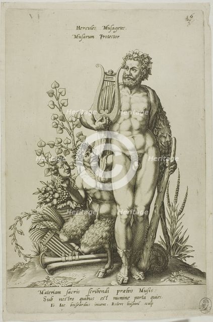 Hercules, plate 16 from Parnassus Biceps, 1601. Creator: Robert Boissard.