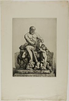 Hercules, plate one from Twelve Etchings by Chifflart, 1865. Creator: Francois-Nicolas Chifflart