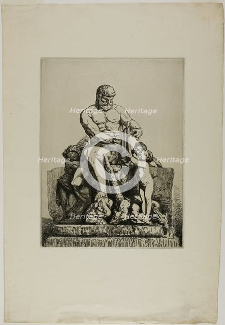 Hercules, plate one from Twelve Etchings by Chifflart, 1865. Creator: Francois-Nicolas Chifflart.