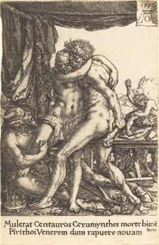 Hercules Preventing the Centaurs from the Rape of Hippodamia, 1550. Creator: Heinrich Aldegrever