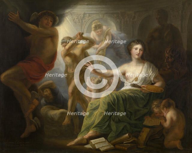 Hercules Protects the Muse of the Fine Arts Against Envy and Ignorance, 1763. Creator: Andries Lens.