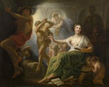 Hercules Protects the Muse of the Fine Arts Against Envy and Ignorance, 1763. Creator: Andries Lens