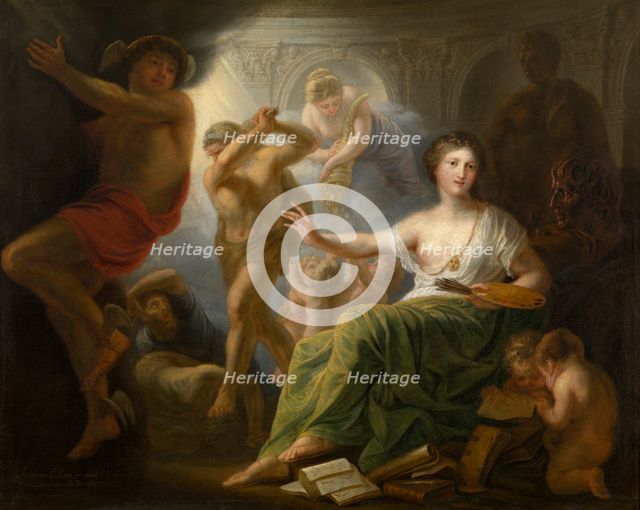 Hercules Protects the Muse of the Fine Arts Against Envy and Ignorance, 1763. Creator: Andries Lens.