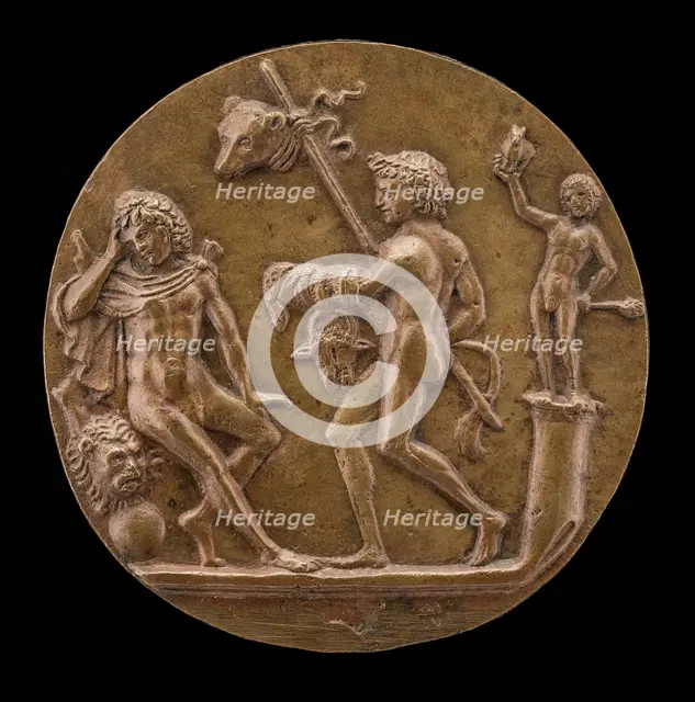 Hercules (?) with Bacchic Figures, second half 15th century. Creator: Master IO.FF..