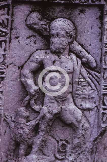 Hercules with Cerberus from a Sarcophagus in Asia Minor (Hellenstic Period), 20th century. Artist: Unknown.