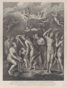 Hera, Aphrodite, and Athena preparing themselves for the contest of beauty before P..., ca. 1729-40. Creator: Philippe Simonneau