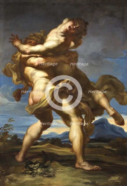 Heracles and Antaeus, c.1690. Creator: De Ferrari, Gregorio (1647-1726).