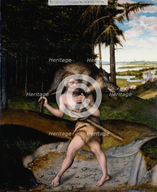 Heracles and the Erymanthian Boar (From The Labours of Hercules). Artist: Cranach, Lucas, the Elder (1472-1553)
