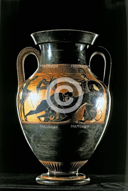 Heracles fighting the Nemean lion', Attic black-figure amphora from Vulci.