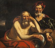 Heraclitus and Democritus. Creator: Jordaens, Jacob (1593-1678)
