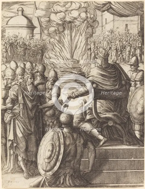 Heraclius Sentencing the Tyrant Phocas. Creator: Pierre Woeiriot.