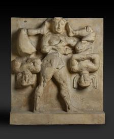 Herakles and Kerkopes. Metope from Temple C at Selinous, late 6th century BC