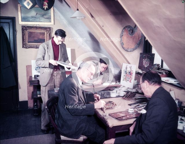 Heraldic artists, College of Arms, London, c1953. Creator: Arthur Charles Kirby Ware.