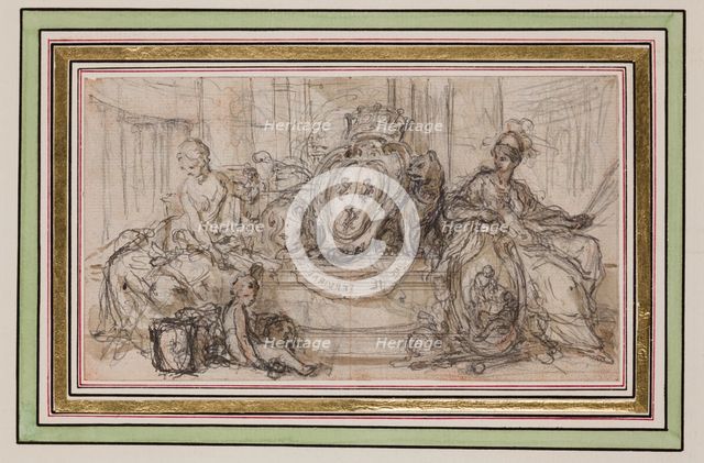 Heraldic Design for Pococke's "A Description of the East," London, 1743. Creator: Hubert Francois Gravelot.