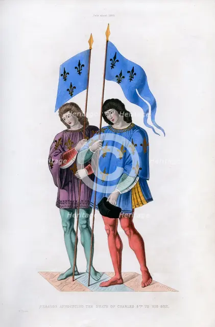 Heralds announcing the death of Charles VI to his son, c1500, (1843).Artist: Henry Shaw