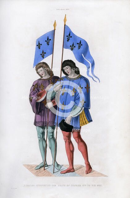 Heralds announcing the death of Charles VI to his son, c1500, (1843).Artist: Henry Shaw
