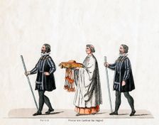Heralds and priest, costume design for Shakespeare's play, Henry VIII, 19th century