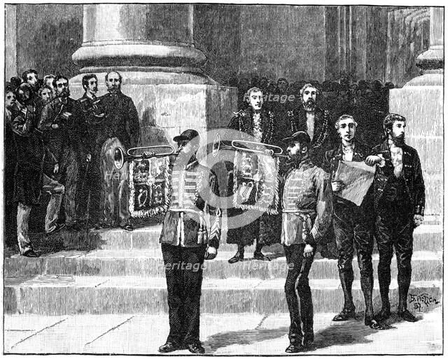 Heralds at the Mansion House proclaiming the queen as Empress of India, London, May 1876, (1900). Artist: William Barnes Wollen