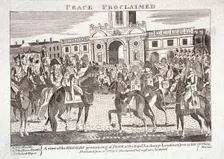 Heralds reading proclamation of peace, Royal Exchange, London, June 28th 1814. Artist: Anon