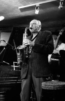 Herb Geller, Bass Clef, London, April 1990. Artist: Brian O'Connor