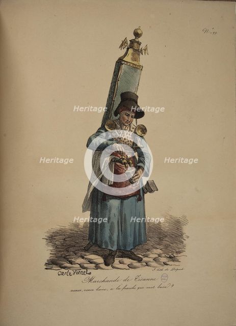Herbal tea seller. From the Series "Cris de Paris" (The Cries of Paris), 1815. Creator: Vernet, Carle (1758-1836).