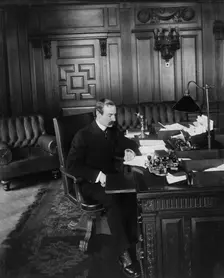 Herbert Putnam in his office. Librarian of Congress, between 1890 and 1910. Creator: Unknown