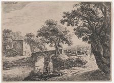 Herd Near a Stone Bridge, 17th century. Creator: Anthonie Waterloo