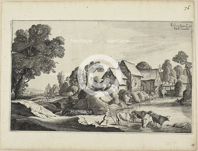 Herd of Cattle at a Ford Near a Watermill, 1646. Creator: Jan van de Velde II.