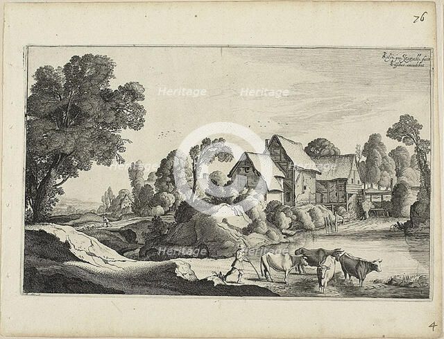 Herd of Cattle at a Ford Near a Watermill, 1646. Creator: Jan van de Velde II.