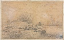 Herd of Pigs, c. 1845. Creator: Charles-Émile Jacque (French, 1813-1894)