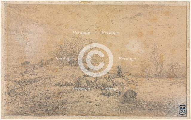 Herd of Pigs, c. 1845. Creator: Charles-Émile Jacque (French, 1813-1894).