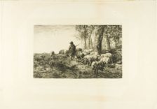 Herd of Pigs with Swineherd, 1878. Creator: Charles Emile Jacque