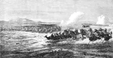 Herd of quaggas on the plains of the Vaal River, South Africa, 1868. Creator: Mason Jackson