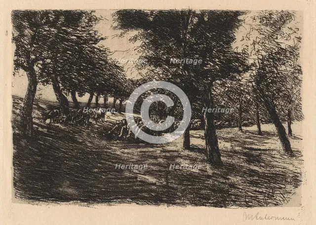 Herd of Sheep Under Trees, 1891. Creator: Max Liebermann.