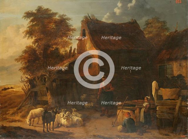 Herd of Sheep near a Peasant House, 1650. Creator: Jan Baptist Wolfaerts.