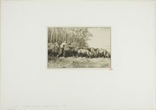 Herd of Swine Coming Out of a Wood, 1849. Creator: Charles Emile Jacque